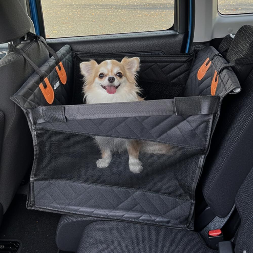 【獣医師監修】 ペットドライブシート 後部座席 ペットドライブボックス 犬 車 カーシート飛び出し防止 専用収納バッグ付き 折り畳み 後部座席 全車種 全種犬用猫用 2サイズ (M) M.N.Y.Kas c7e24aa0
