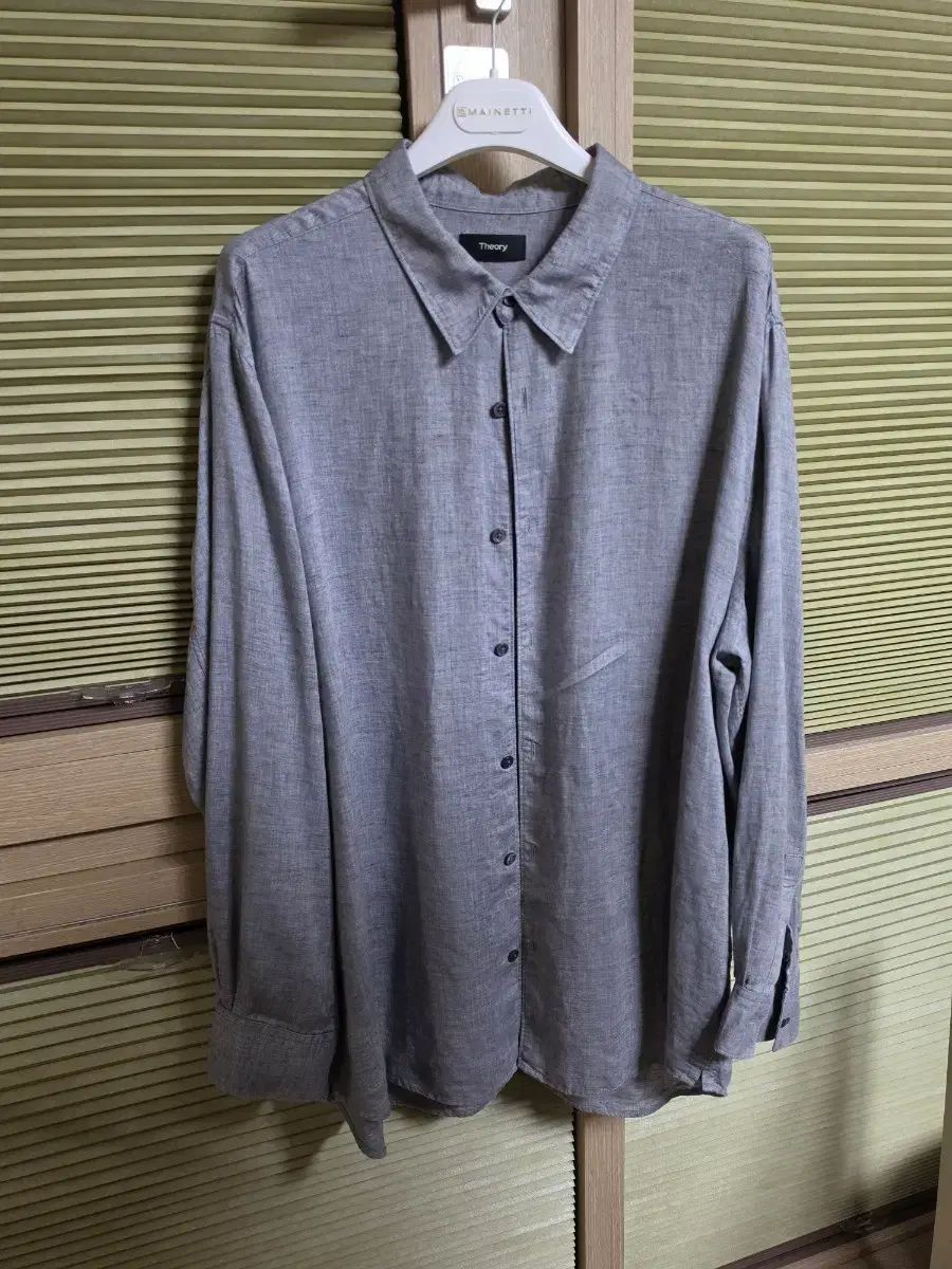 セオリー アーヴィング リネン シャツ グレー XL
