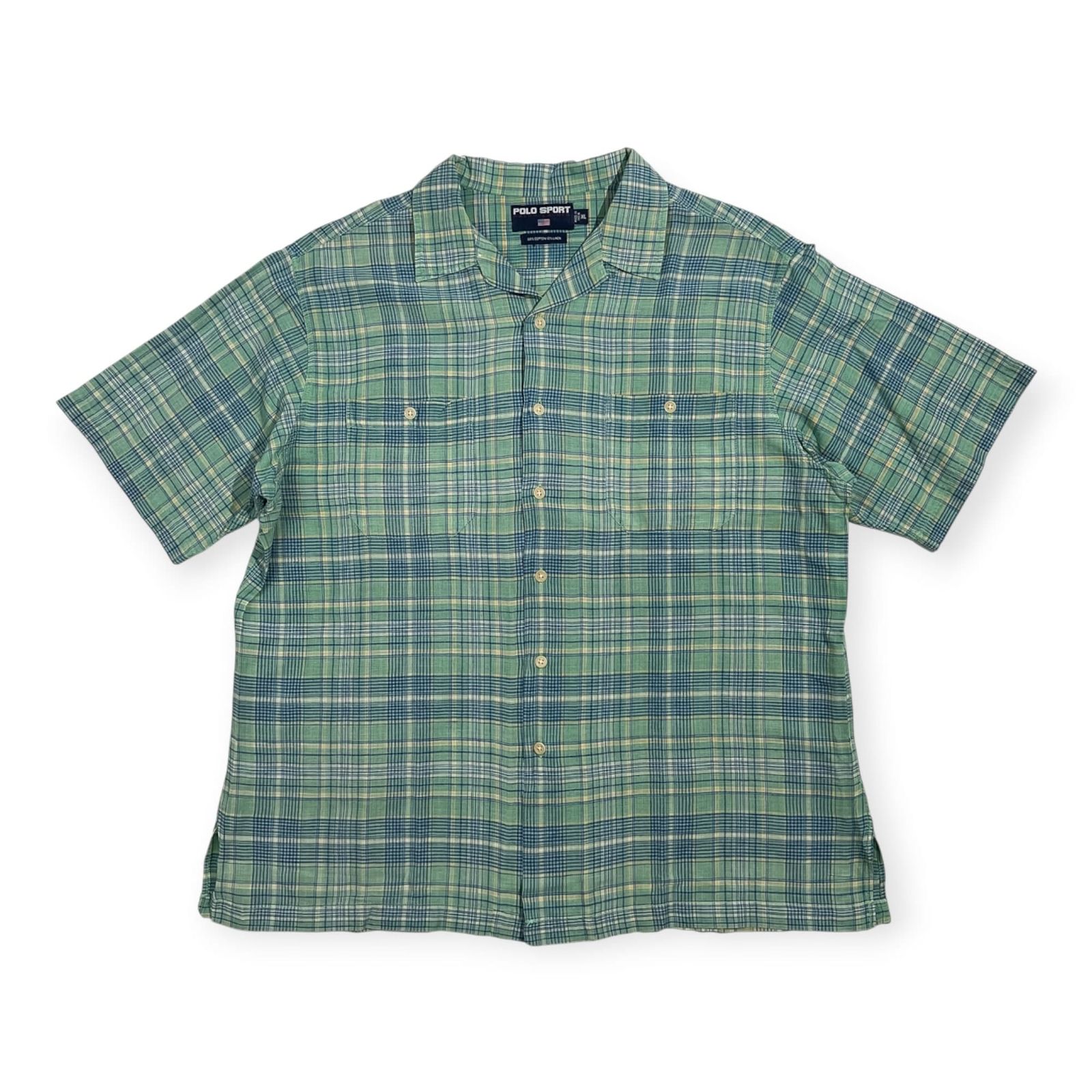 90s POLO SPORT Ralph Lauren ポロスポーツ ラルフローレン チェック リネン混 半袖シャツ サイズ XL /メンズ/ビンテージ/ポロスポ 7,920円