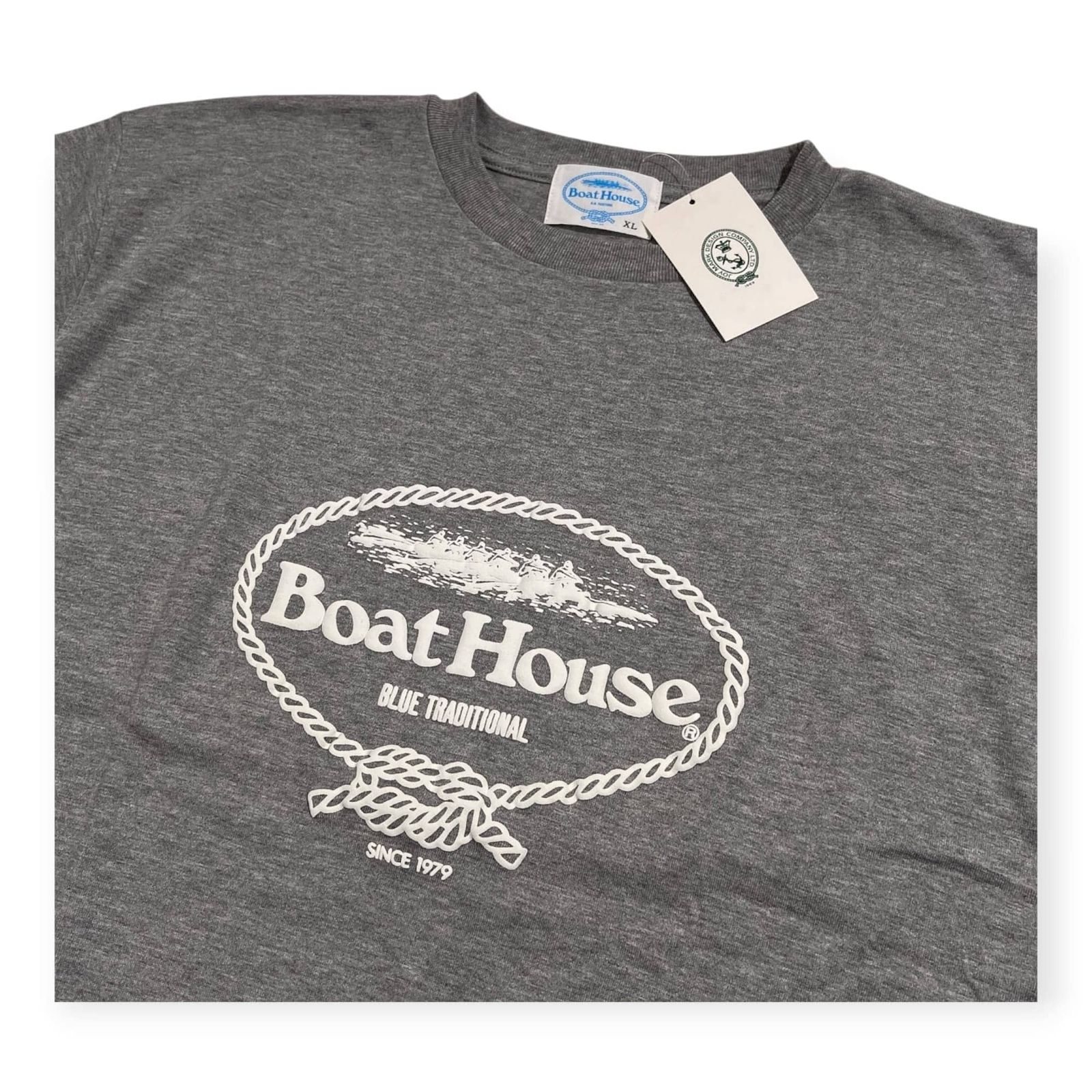 未使用品 Boat House ボートハウス BLUE TRADITIONAL ロゴプリント 半袖Tシャツ カットソー サイズ XL /グレー/メンズ/日本製