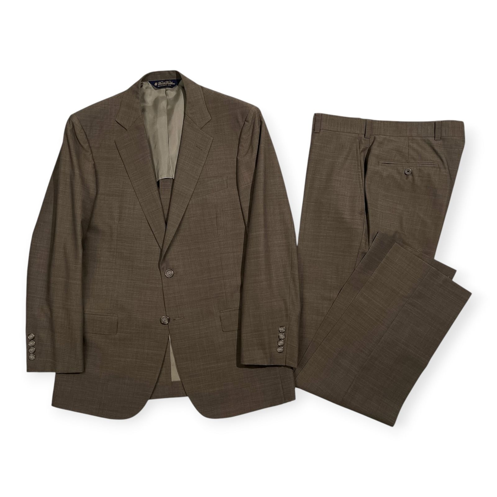 Brooks Brothers ブルックスブラザーズ BROOKSCOOL セットアップ サマー スーツ 38SHT/32W/メンズ/グレージュ系/背抜き/上下