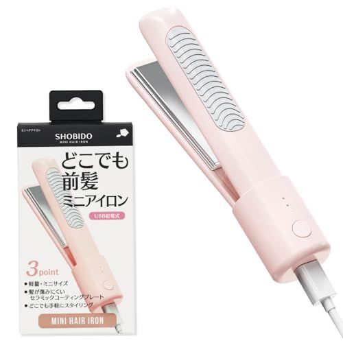 粧美堂 どこでも前髪ミニアイロン 50g（たまごより軽い） USB給電式 Type-C ヘアアイロンt 015d9199