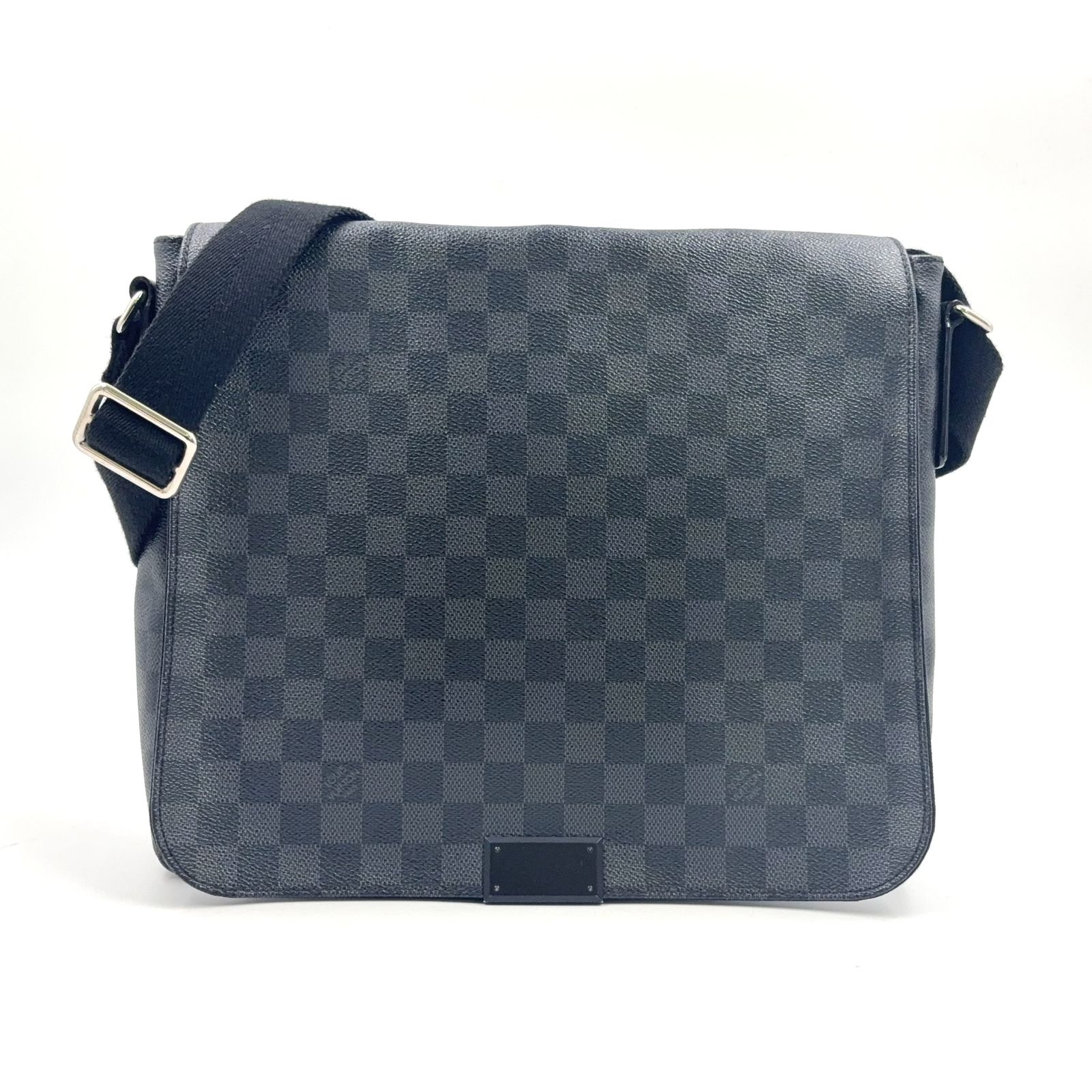 【新着】LOUIS VUITTON ディストリクトMM ダミエグラフィット ダミエグラフィット レザー×PVC ブラック ショルダーバッグ シルバー N41272