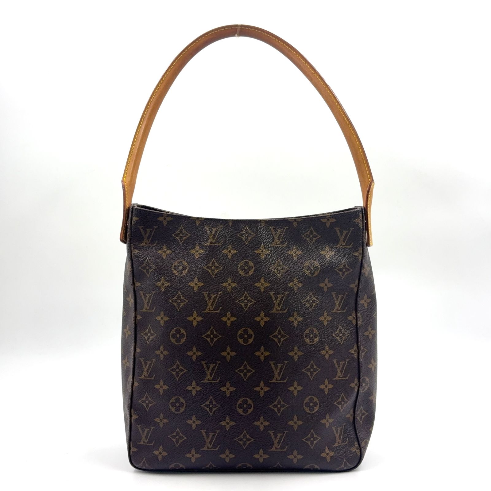 【新着】LOUIS VUITTON ルーピングGM モノグラム モノグラム レザー×PVC ブラウン ショルダーバッグ ゴールド M51145