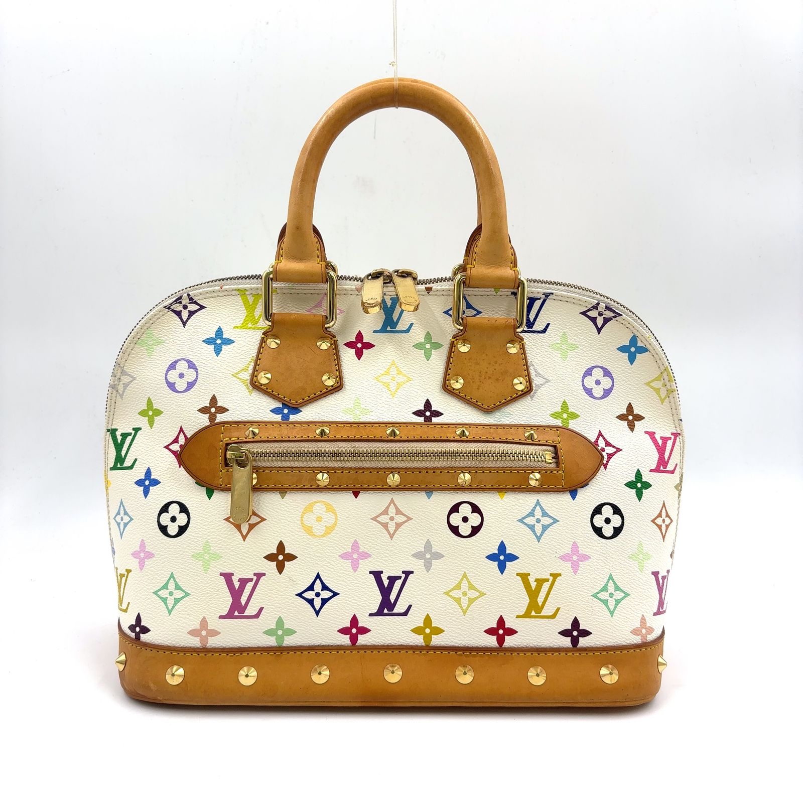 【新着】LOUIS VUITTON アルマ モノグラムマルチカラー モノグラムマルチカラー ブロン レザー×PVC ホワイト ハンドバッグ ゴールド M92647