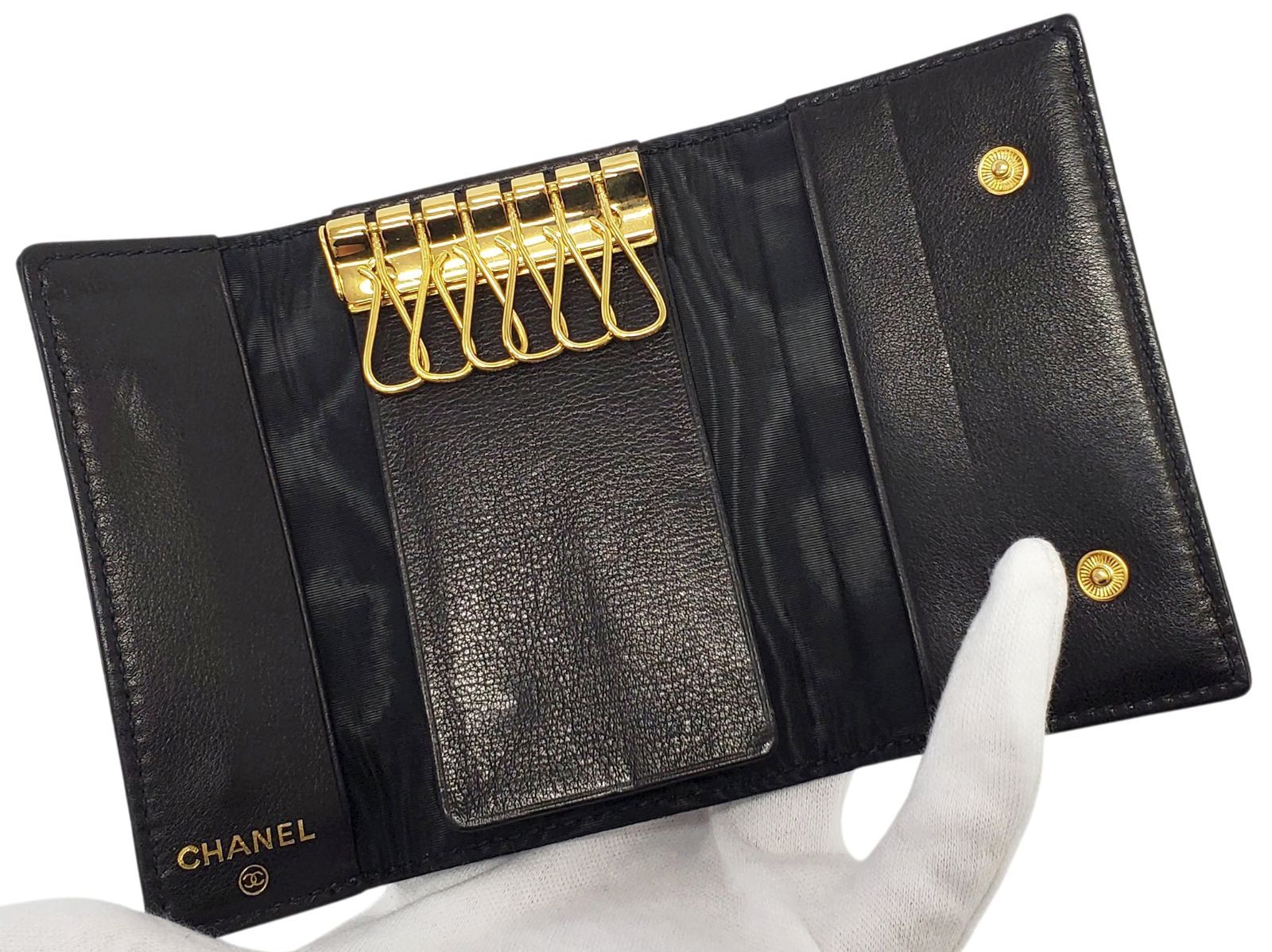 CHANEL シャネル ココマーク ロゴ キャビアスキン レザー 6連 キーケース ブラック 3番台 CHANEL（シャネル） キーケース ココマーク キャビアスキン - ラウンド