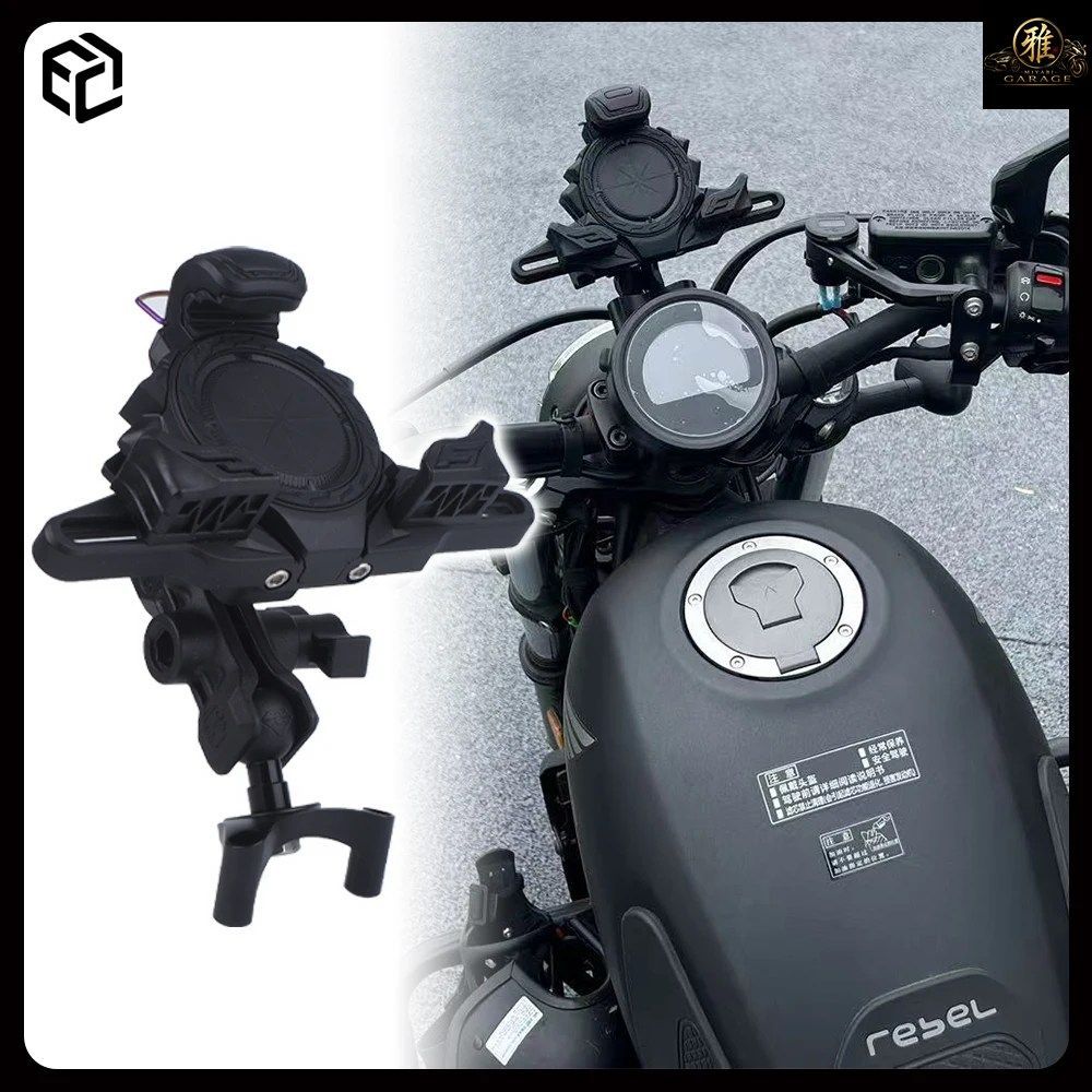 センターマウント式携帯電話スタンド/ナビゲーションスタンド ホンダ CM / REBEL 250 500 1100 カメラベースプレート付き