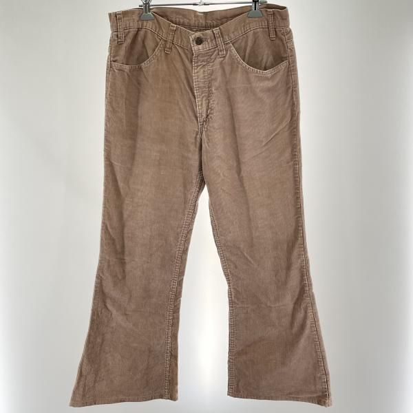 【中古】70-80s LEVI'S 663 コーデュロイパンツ サイズW34 茶 TALONジップ 白タブ ブーツカット 汚れあり[91]