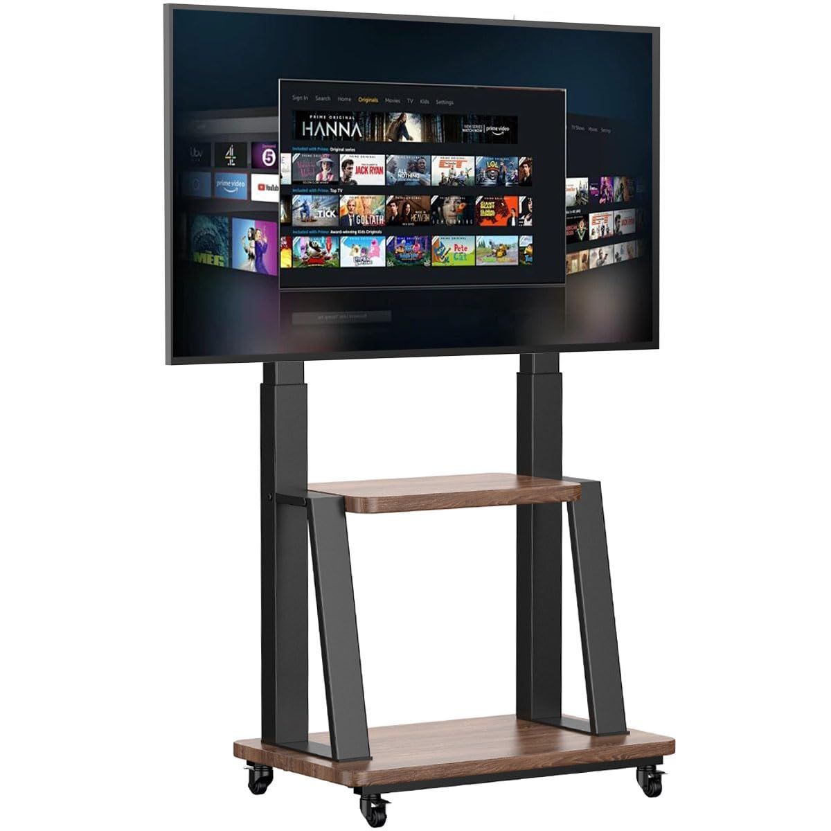 (おしゃれ) 型テレビ床移動スタンド TV 70 65 60 58 55 50 stand 47 43 42 高さ調節可能40 棚板付き mm壁寄せ自立式可動式tv台ハイタイプ VESA200x200-600x400 cart kg 耐荷重50 液晶/モニター