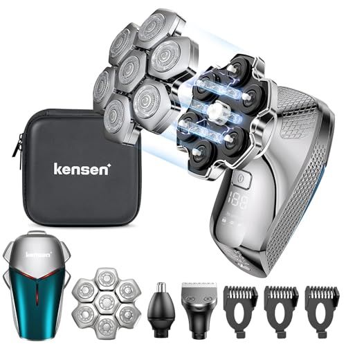 【新品】【テレビで紹介】kensen スキンヘッド用シェーバー スキンヘッド シェーバー メンズ 126枚刃 3in1 男性用 IPX6防水 乾湿両用 回転 ひげそり メンズ マグネット式ヘッド 鼻毛カッター LEDディスプレイ コードレス d75b3b6c