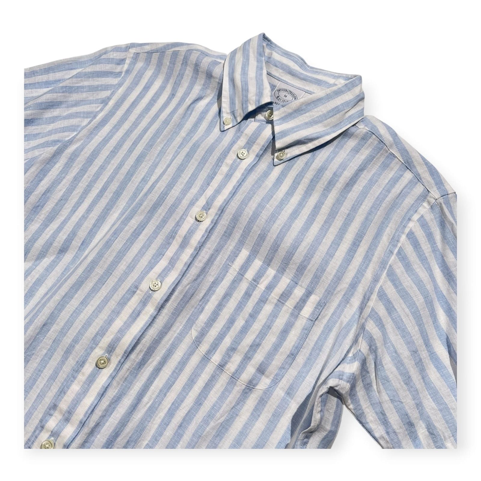 Brooks Brothers ブルックスブラザーズ 麻100% ストライプ BD 半袖