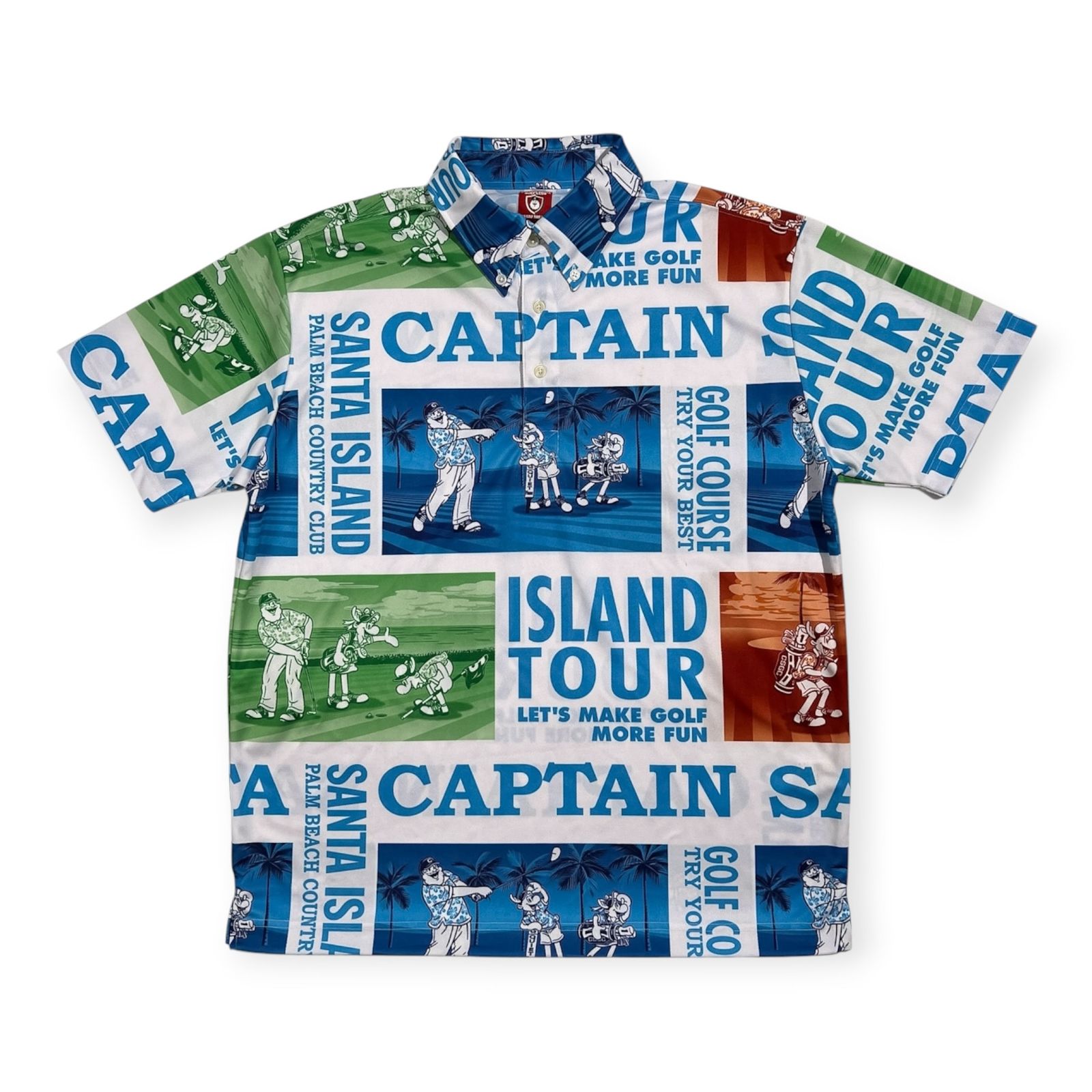 Captain Santa キャプテンサンタ GOLF CLUB 総柄 半袖 ポロシャツ 