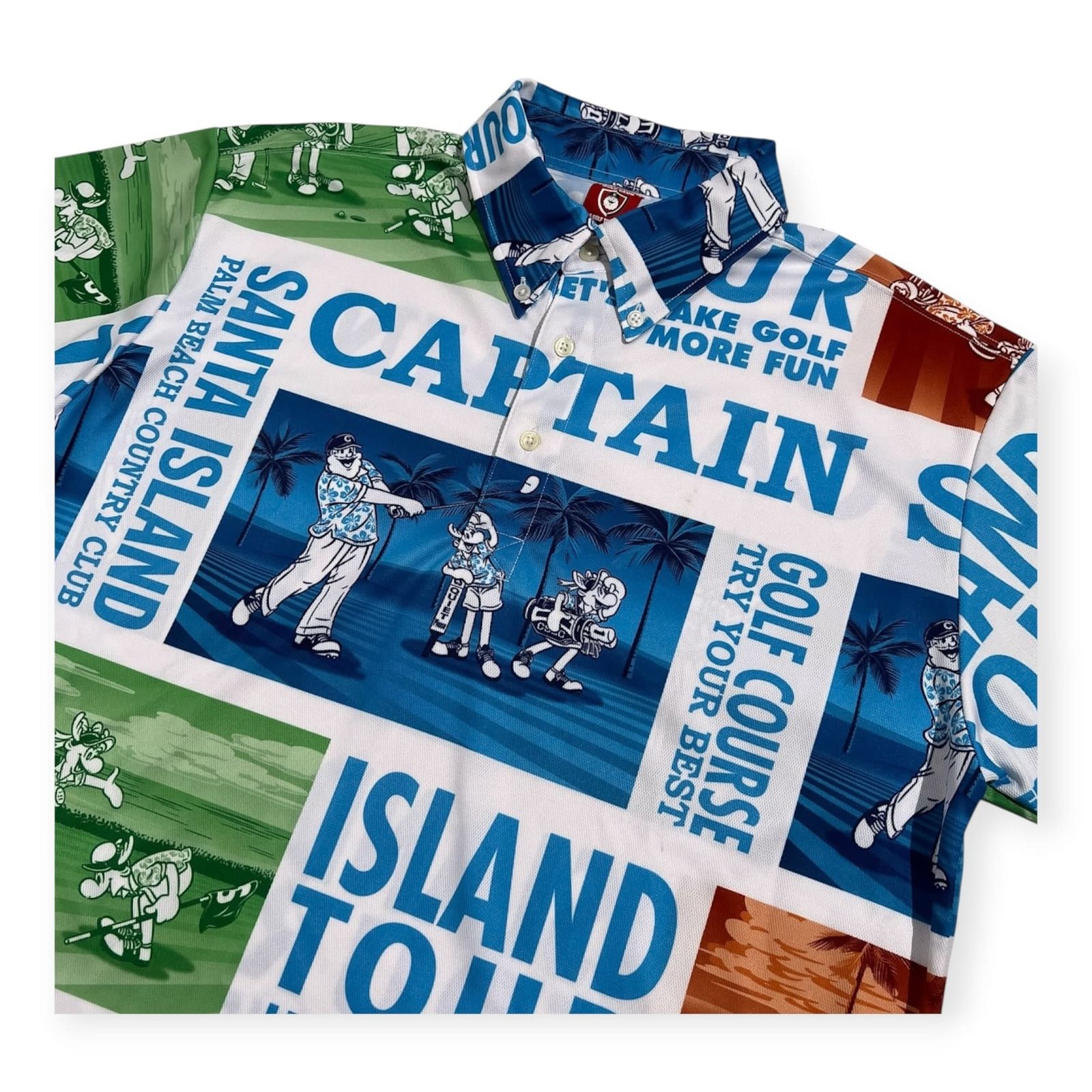 Captain Santa キャプテンサンタ GOLF CLUB 総柄 半袖 ポロシャツ 