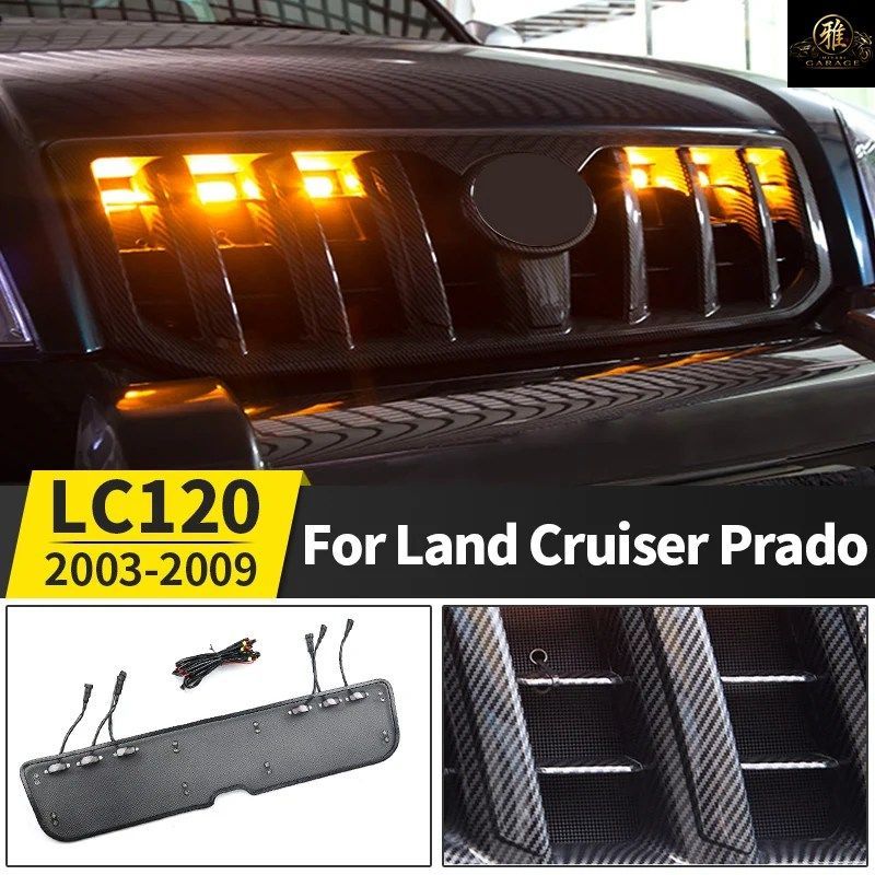 トヨタ ランドクルーザー プラド 120 2003-2009 フロントグリルネットライト LC120 ミドルネット装飾ライト改造
