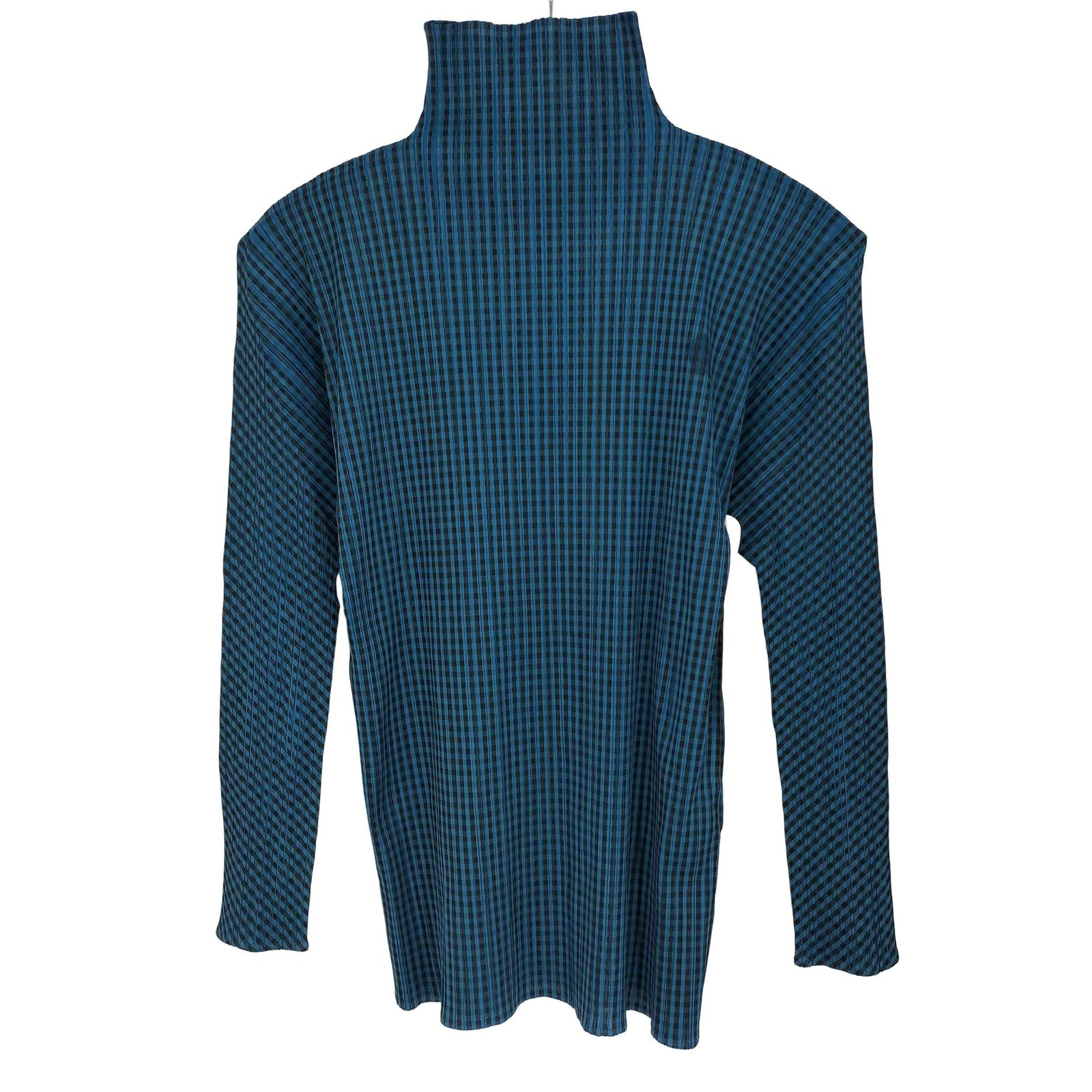 プリーツプリーズ イッセイミヤケ ギンガムチェック カットソー ブルー 3 L プリーツプリーズイッセイミヤケ PLEATS PLEASE ISSEY MIYAKE 95AW OLD