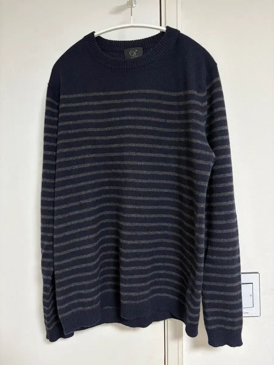 Qi カシミア100% ストライプ ニット L