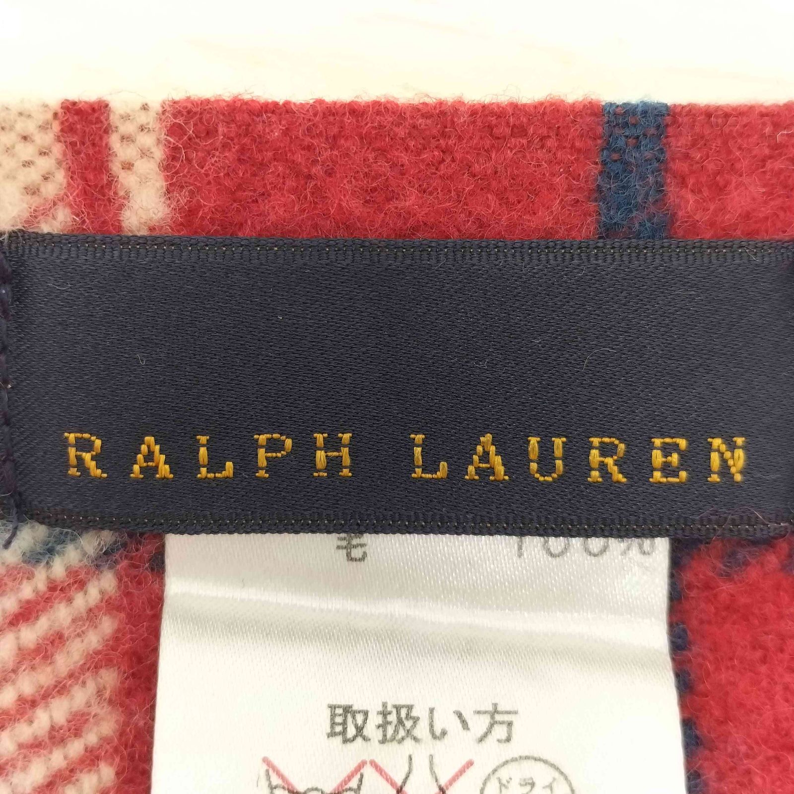 Ralph Lauren チェック柄ウールブランケット ラルフローレン RALPH LAUREN タータンチェック ウール ポニー刺繍