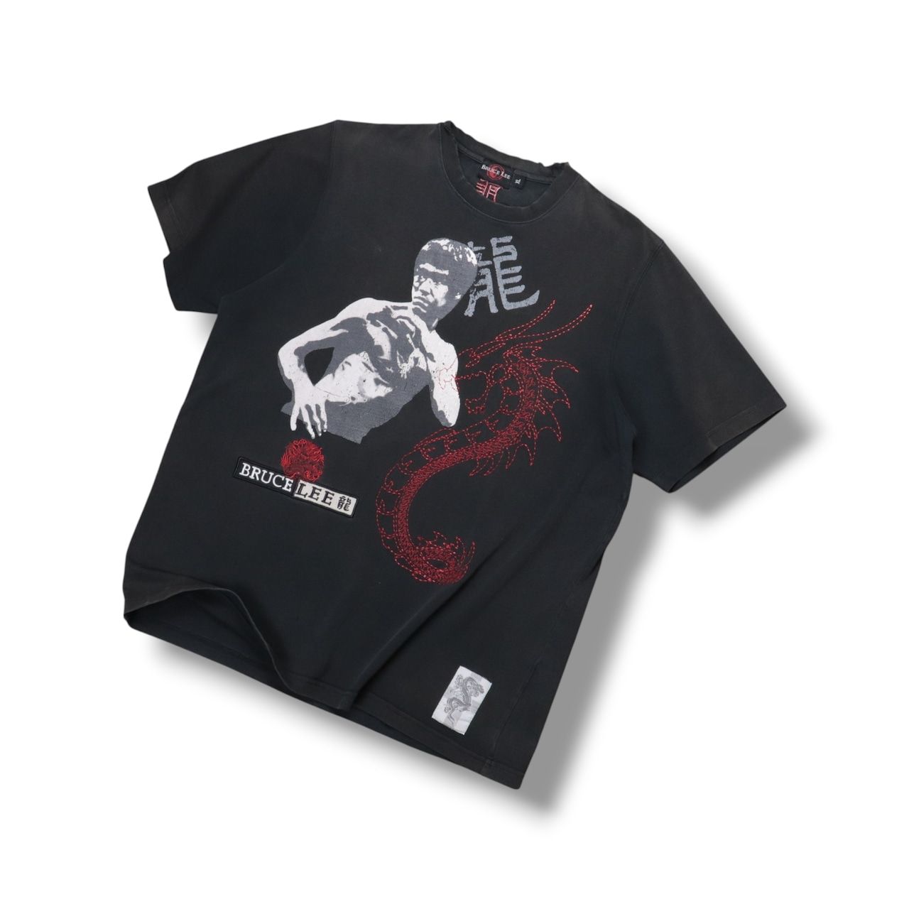 00s Official BRUCE LEE Dragon Embroidery Graphic T-Shirt 221