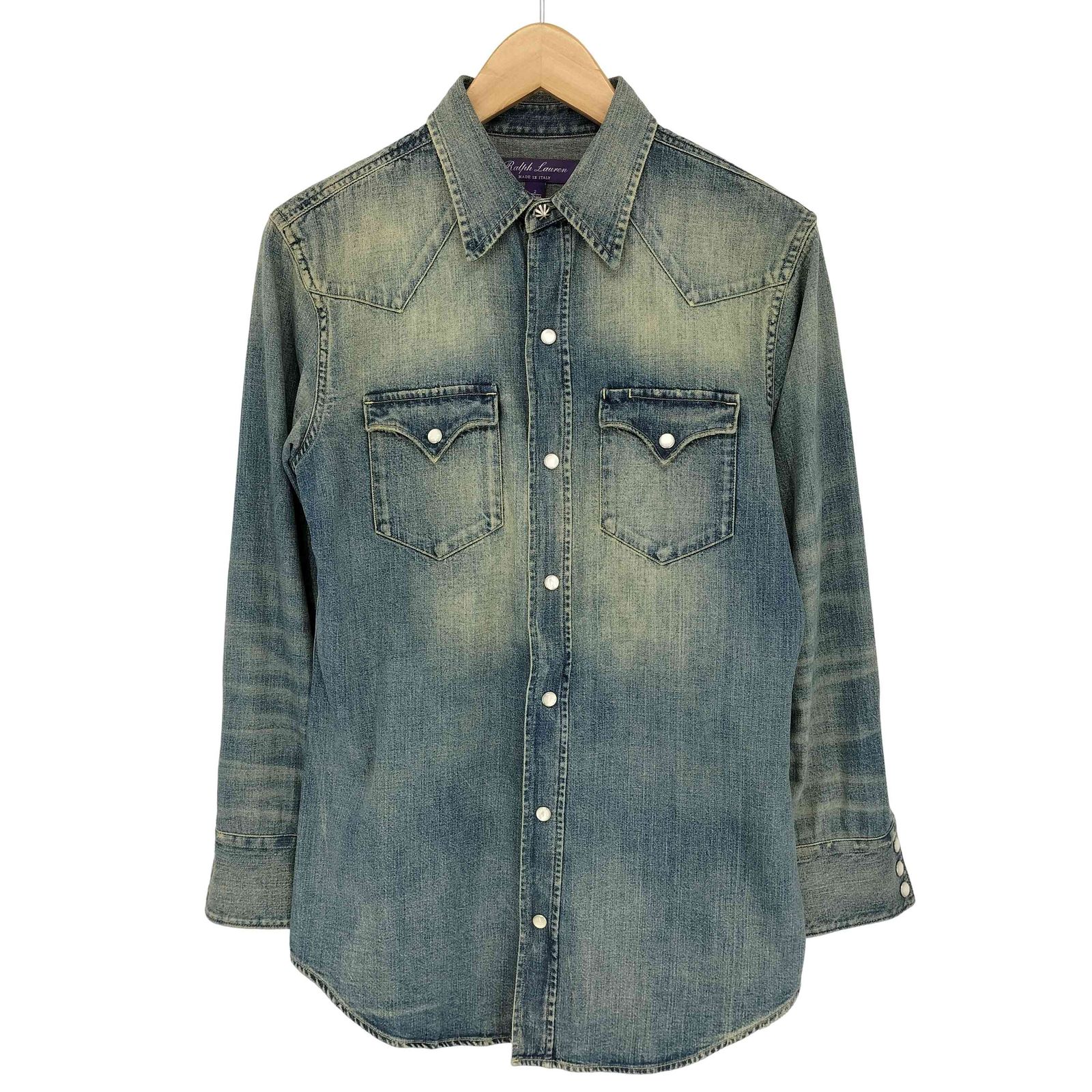 ラルフローレンパープルレーベル RALPH LAUREN PURPLE LABEL デニムウエスタンシャツ コンチョボタン スナップボタン デニム 長袖シャツ レディース 2