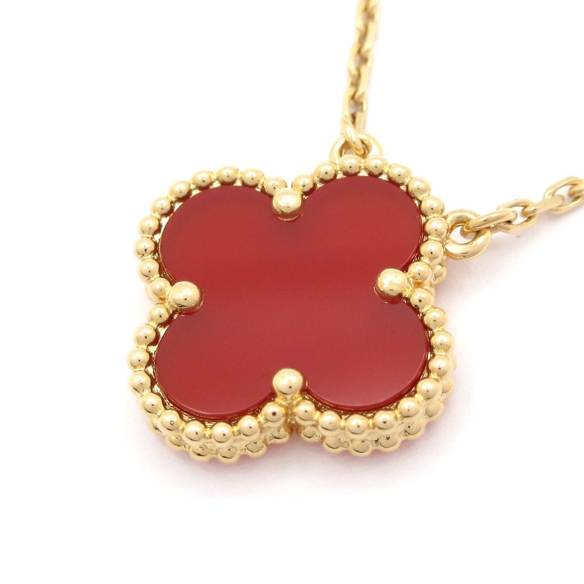 Van Cleef & Arpels(ヴァンクリーフ&アーペル) ネックレス美品 ヴィンテージアルハンブラ VCARD38500 K18YG×カーネリアン