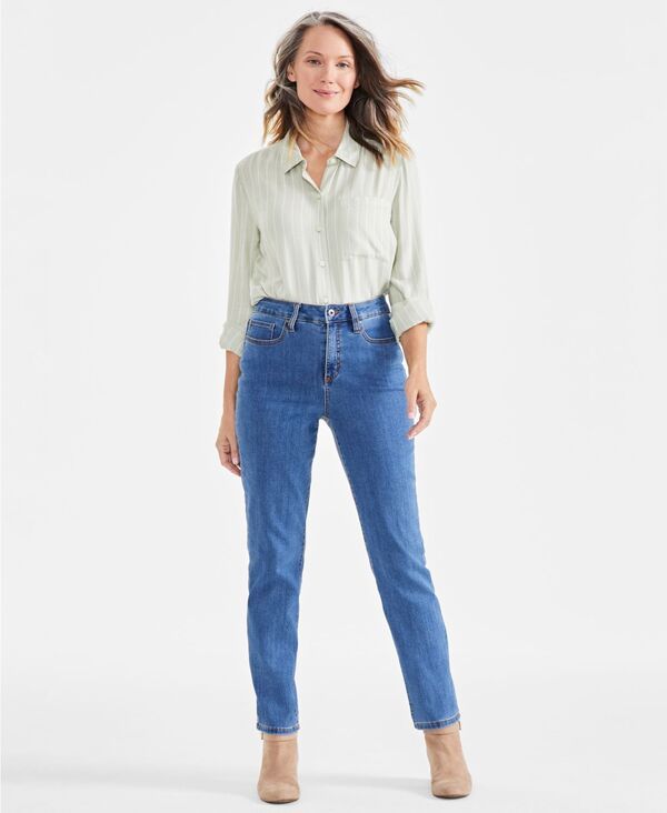スタイルアンドコー レディース ボトムス デニムパンツ ジーンズ Style Co Womens High Rise StraightLeg Jeans Regular Short and Long Lengths 2PS28W Render