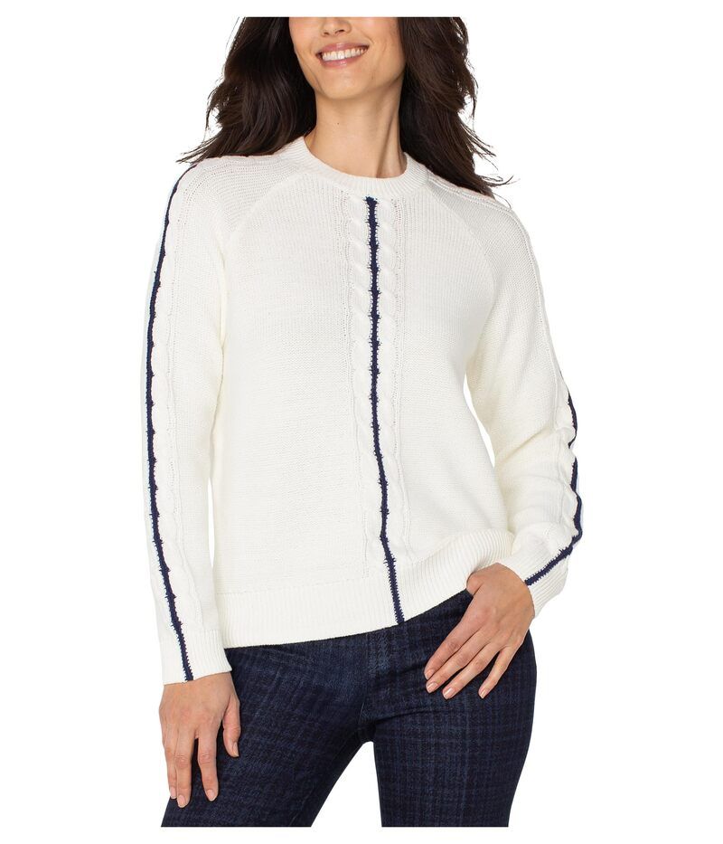 リヴァプール ロサンゼルス レディース アウター ニット・セーター クルーネック Liverpoolos Angeles Long Sleeve Crew Neck Raglan Sweater Whisper White Navy ホワイト