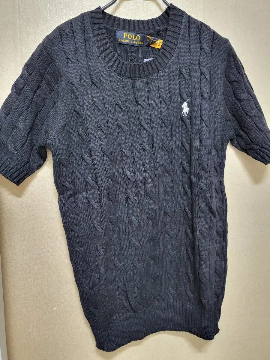 (新品) ポロ ラルフローレン ケーブル 半袖 ニット ブラック XS