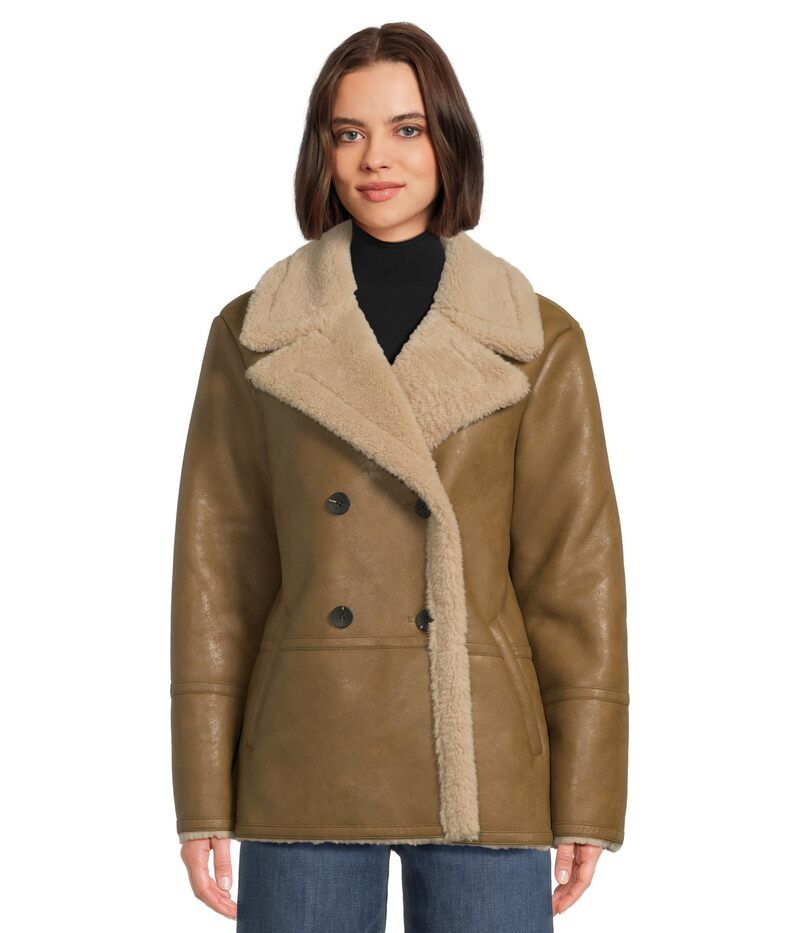 アヴェックレフィーユ レディース アウター コート Avec Les Filles Faux Shearling Peacoat Artichoke
