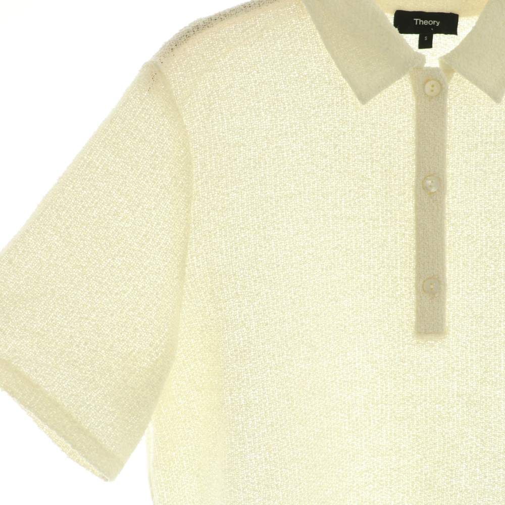 セオリー Theory TWEED TERRY CROPPED POLO ニットポロシャツ 半袖 S