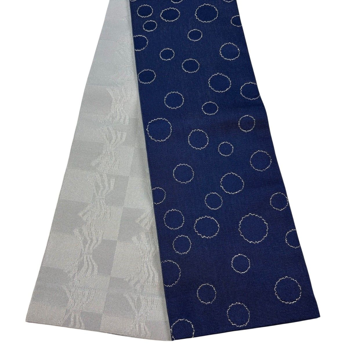 【美品】半幅帯 優品 丸文 箔 紺色 化繊 【中古】