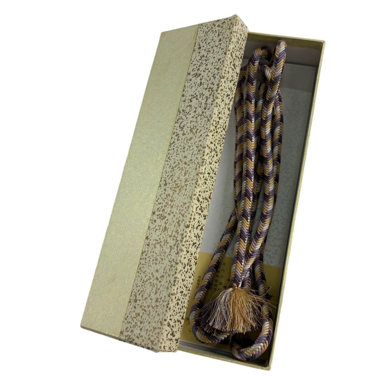 【美品】 帯締め 逸品 無形文化財 有職組紐 道明 斜縞 薄紫 正絹 和装小物 【中古】