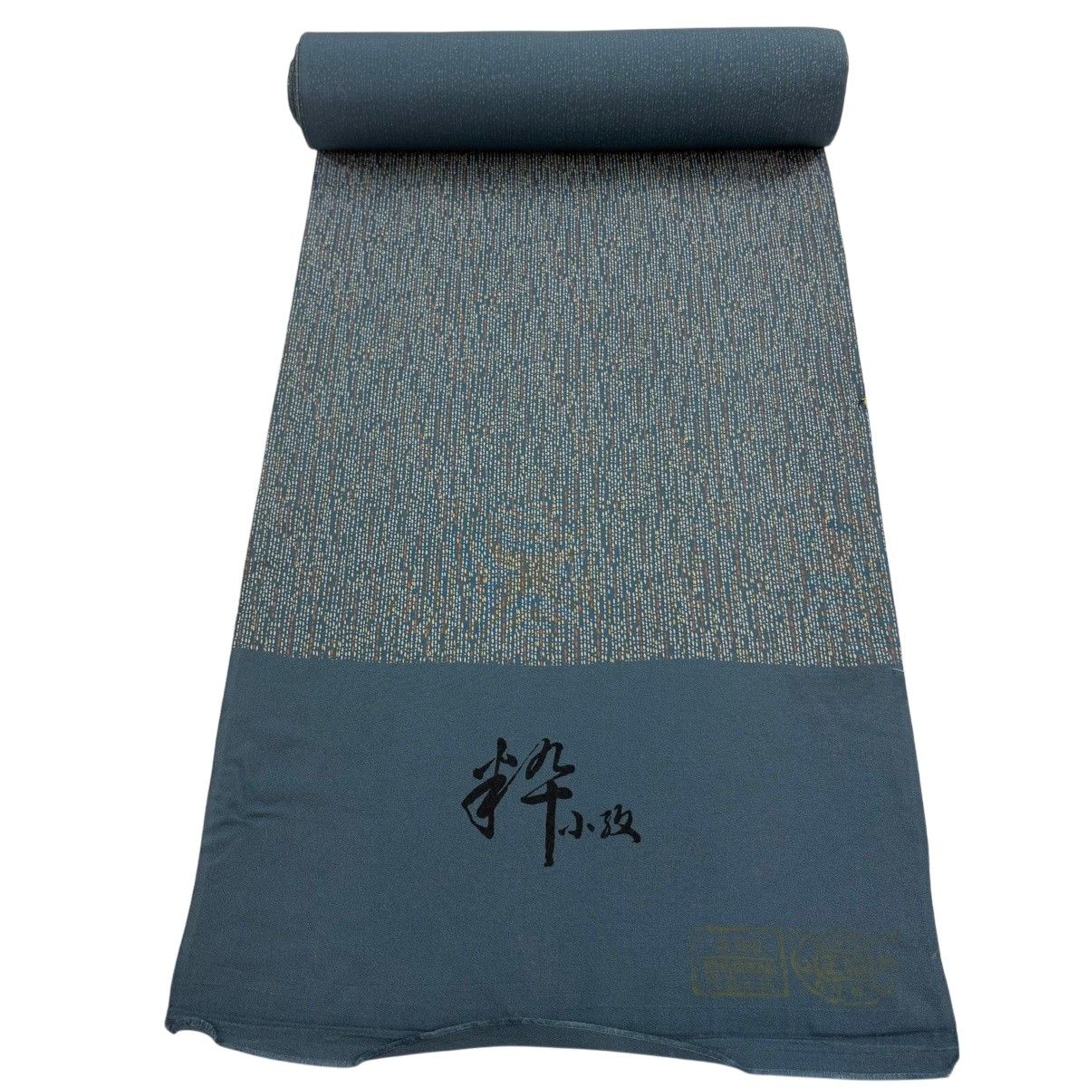 反物 秀品 小紋 幾何学模様 青灰色 正絹 【中古】