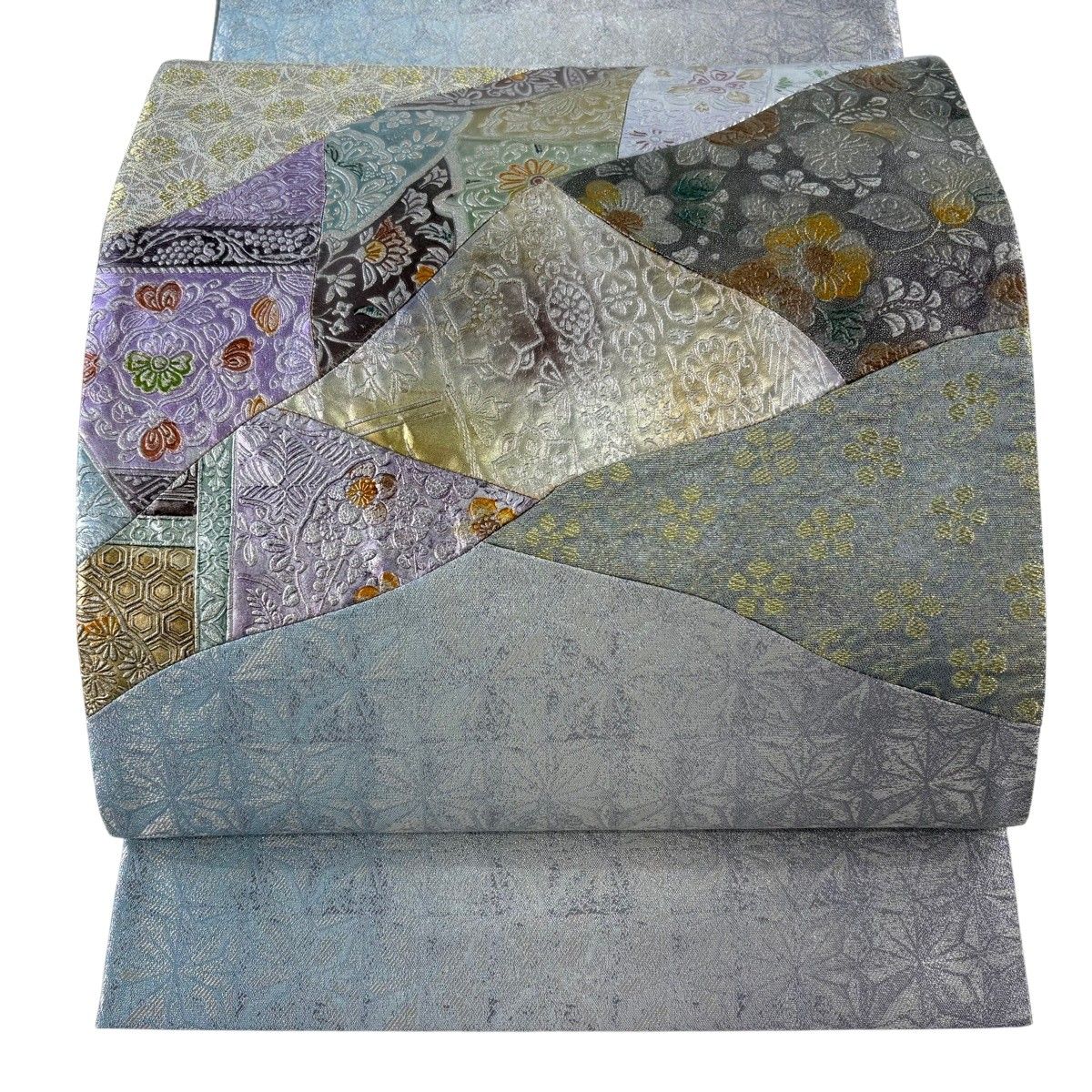 【美品】 袋帯 逸品 やまと 草花 華文 金糸 切り嵌め 薄紫 お太鼓柄 正絹 【中古】