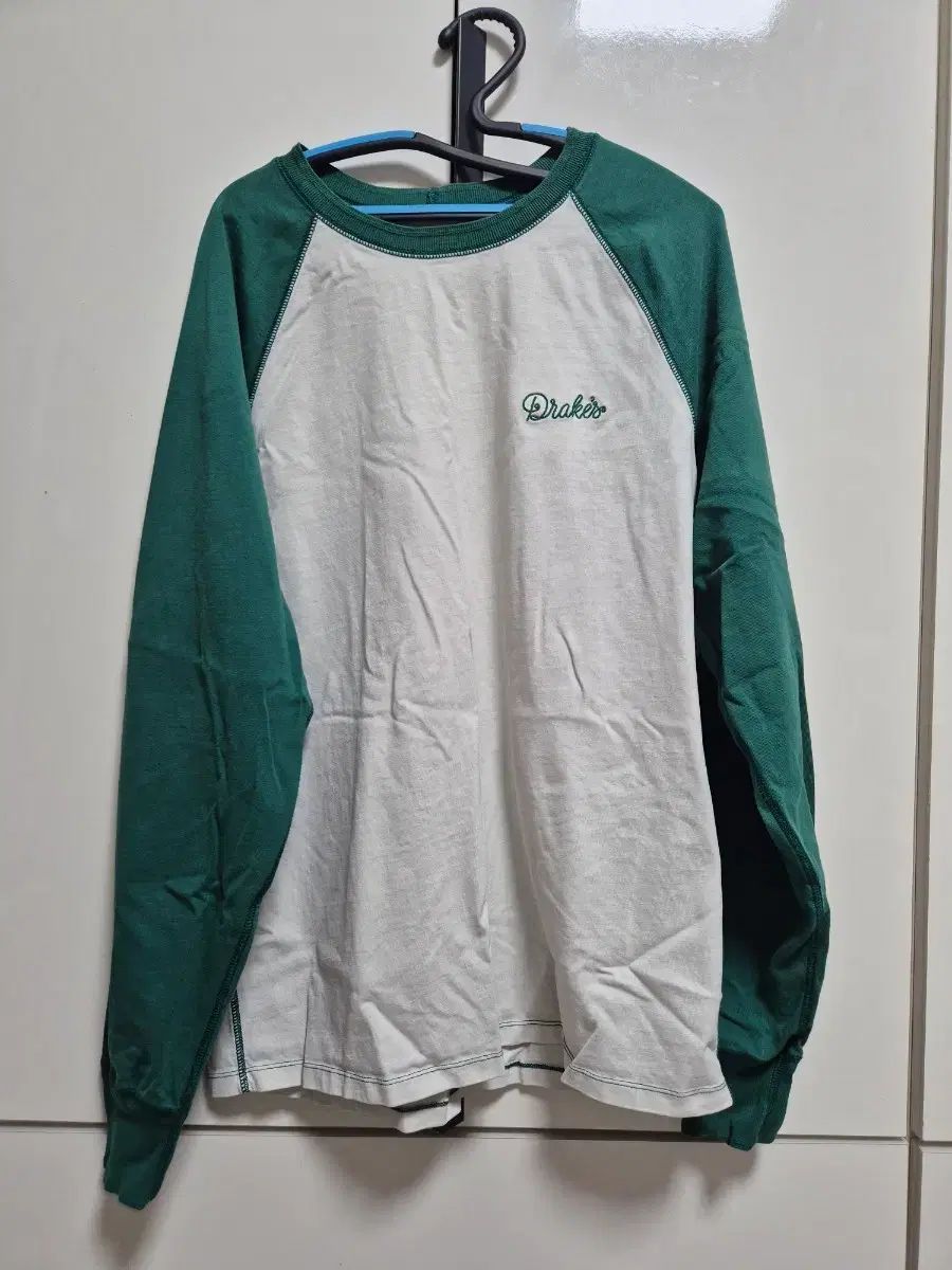 ドレイクス Drake’s グリーン/白 ロングスリーブ Tシャツ