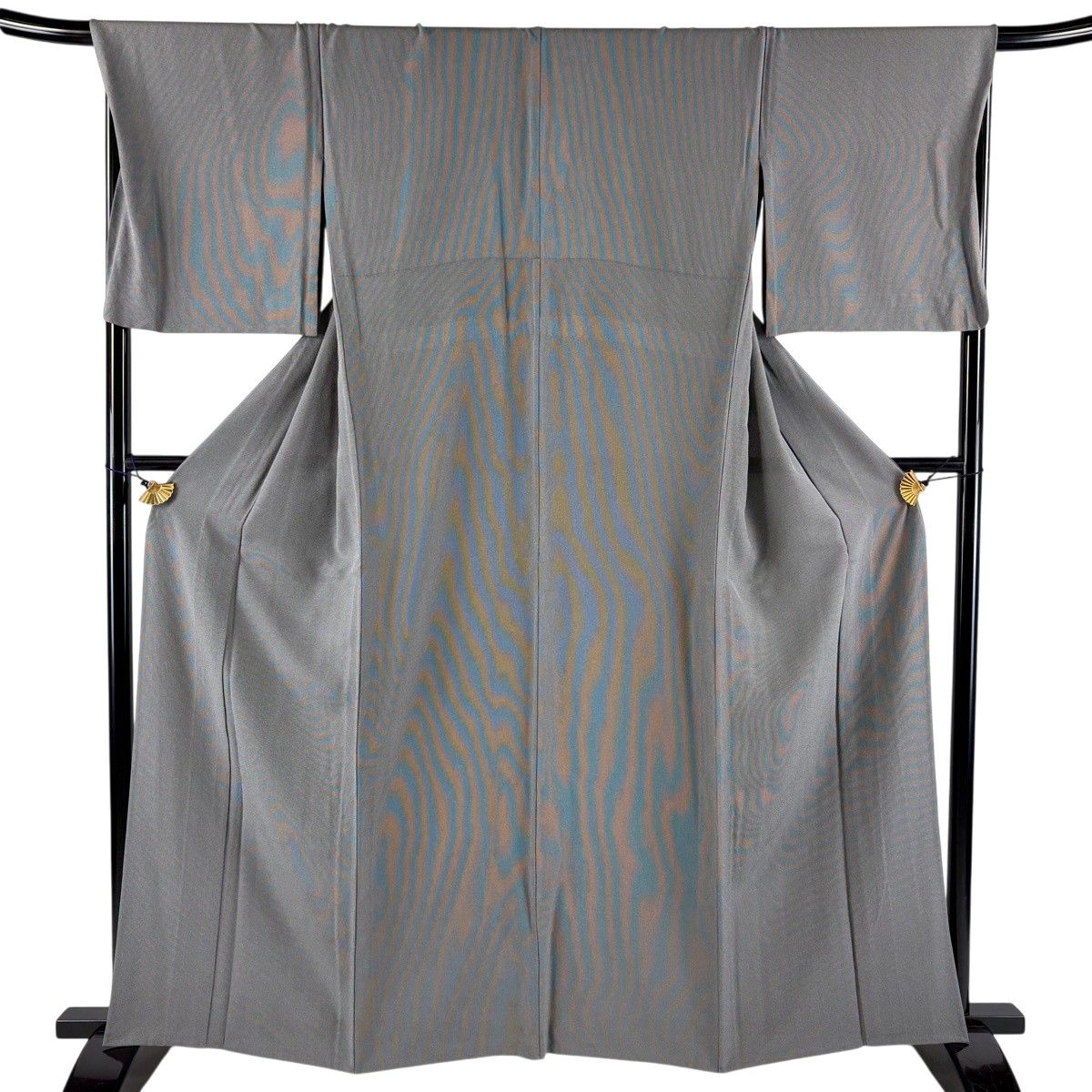 江戸小紋 身丈163cm 裄丈68.5cm L 単衣 万筋 墨色 正絹 逸品 【中古】