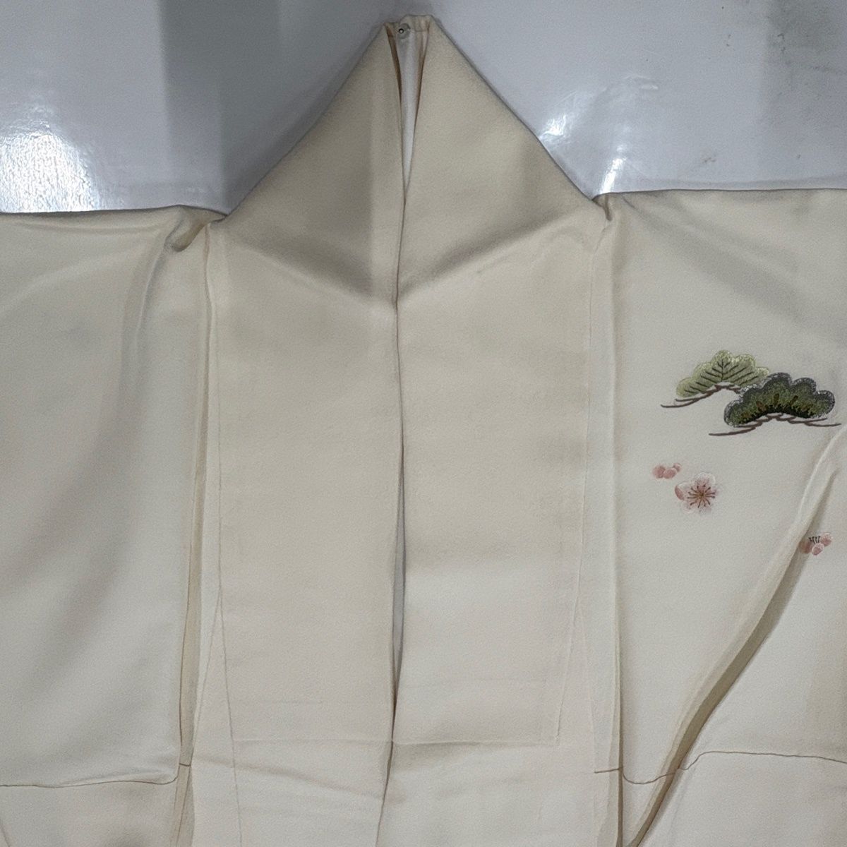 訪問着 身丈154cm 裄丈62.5cm S 袷 扇面 松竹梅 金銀糸 刺繍 クリーム