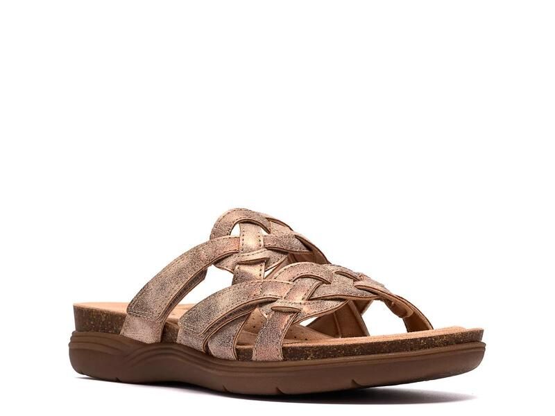 クラークス レディース シューズ サンダル Clarks April Rae Wedge Sandal Gold Metallic ゴールド