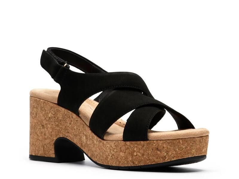 クラークス レディース シューズ サンダル Clarks Nerisa Grace Sandal Black Nubuck ブラック