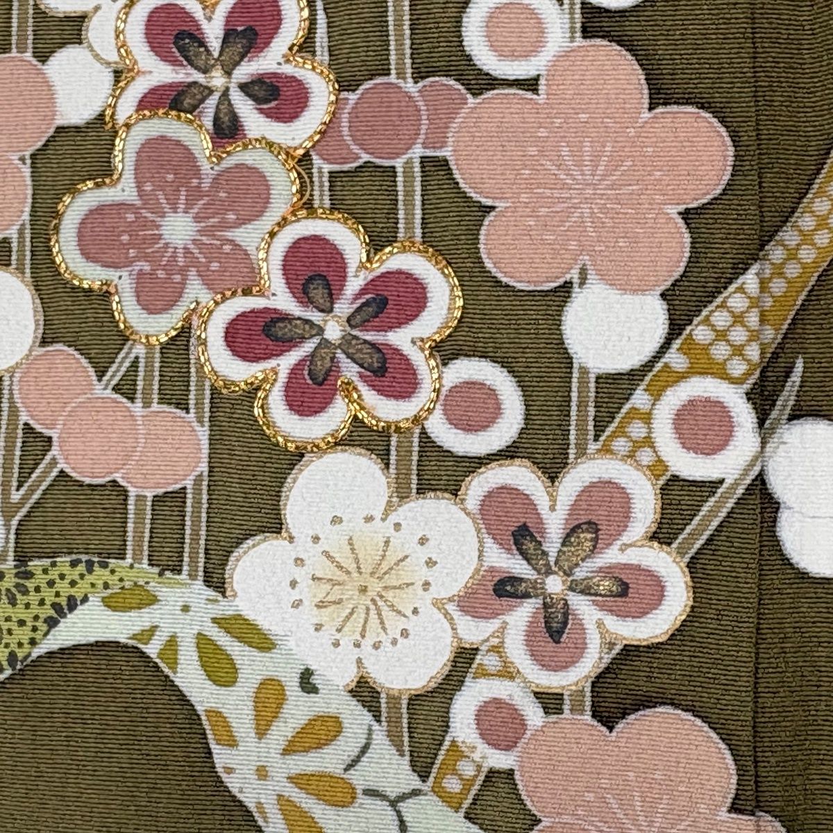一つ紋 松竹梅 花刺繍 金彩 訪問着 フルセット 桐 桐の花 金