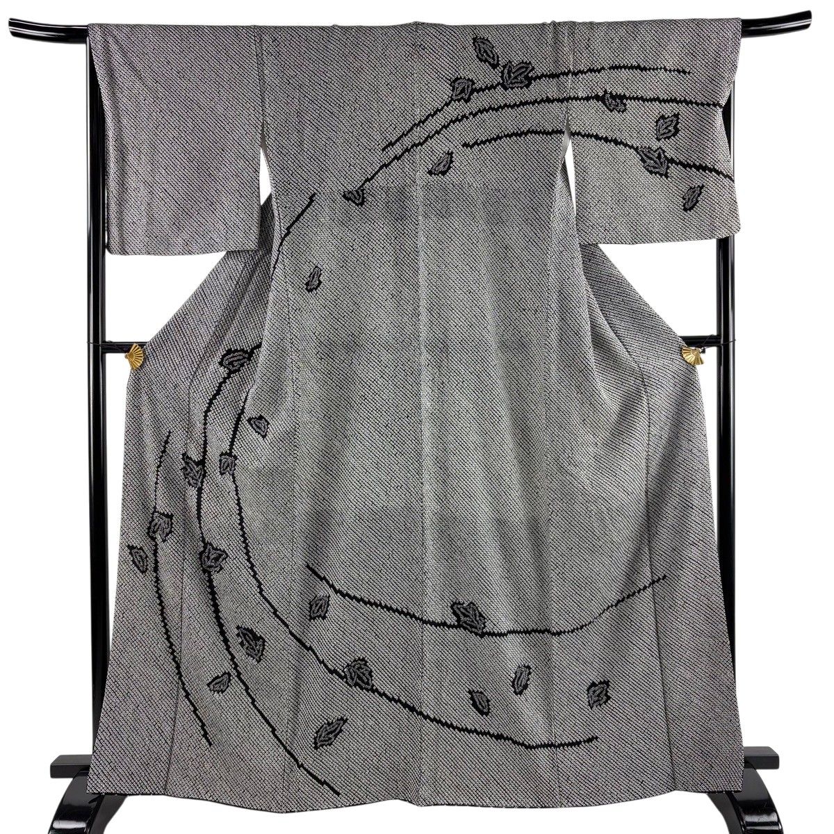 ★専用★未使用品 訪問着 総絞り 白黒身丈155.0cm 裄丈66.0cm 正絹 美品】 訪問着 身丈166cm 裄丈68cm L 袷 葉 総絞り 黒 正絹 名品