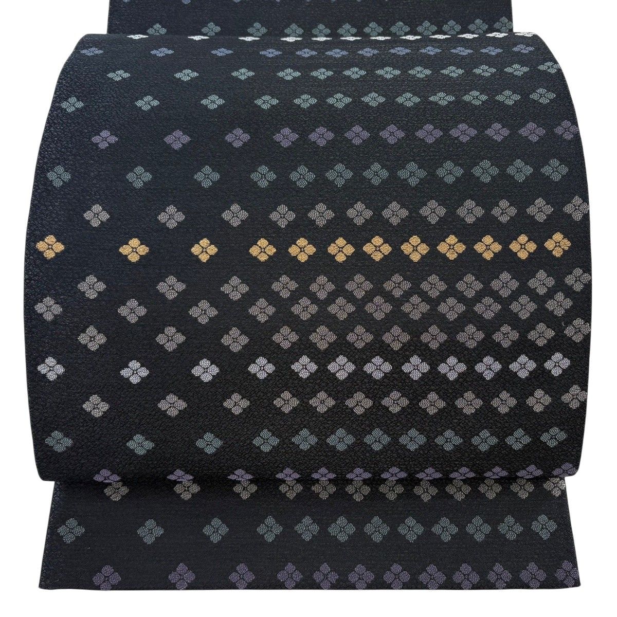 【美品】 袋帯 名品 百趣花菱 箔 黒 全通 正絹 【中古】