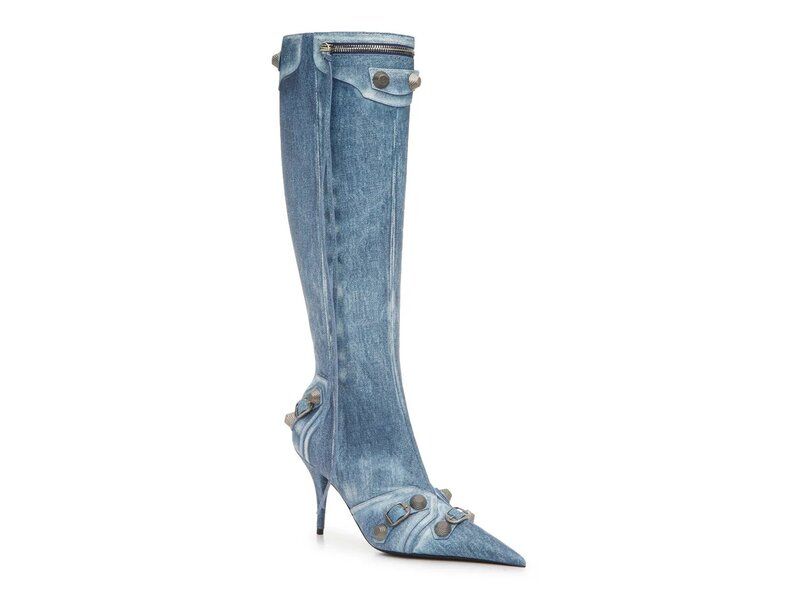 バレンシアガ レディース シューズ ブーツ・レインブーツ Balenciaga Cagole Boot Denim Blue デニム