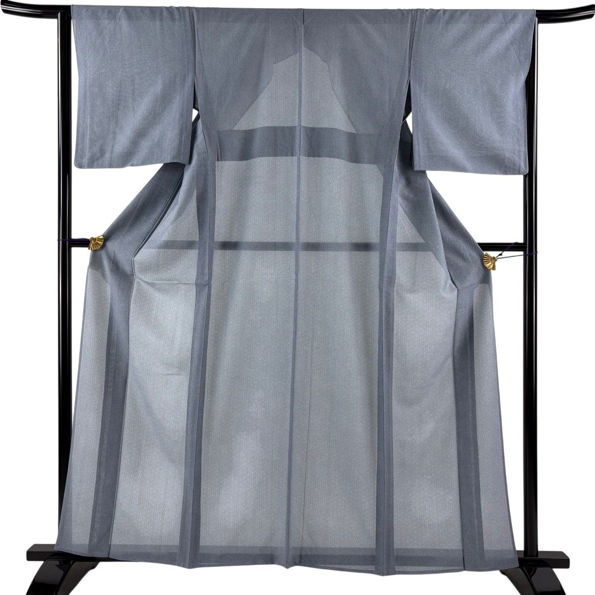 【美品】 小紋 身丈160.5cm 裄丈64.5cm M 薄物 鮫 青灰色 正絹 秀品 【中古】