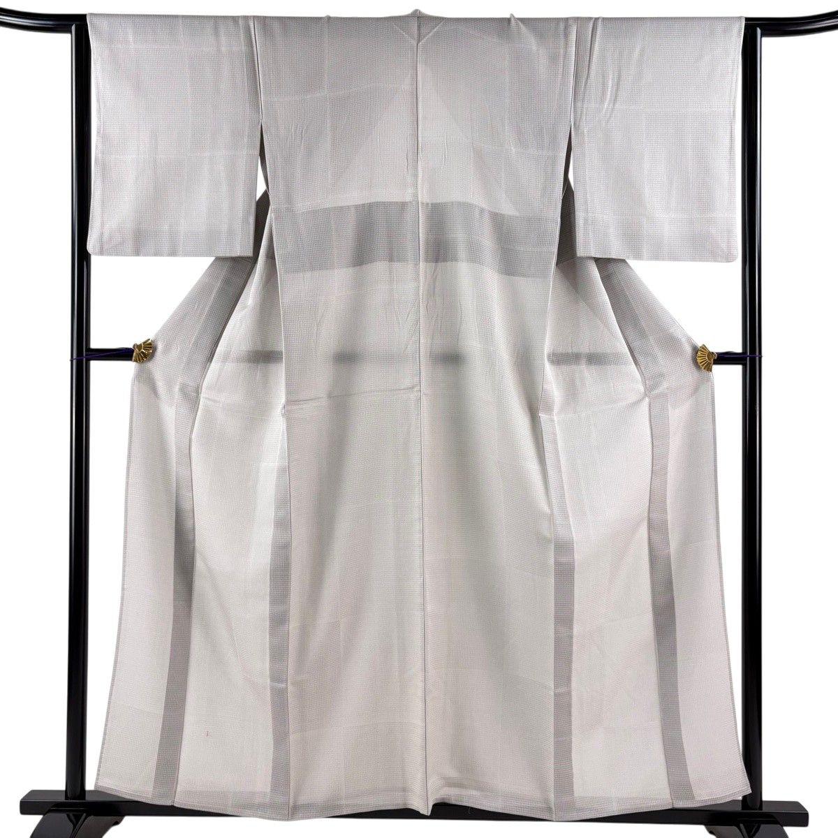 小紋 身丈157.5cm 裄丈63.5cm S 薄物 幾何学模様 灰茶 正絹 秀品 【中古】