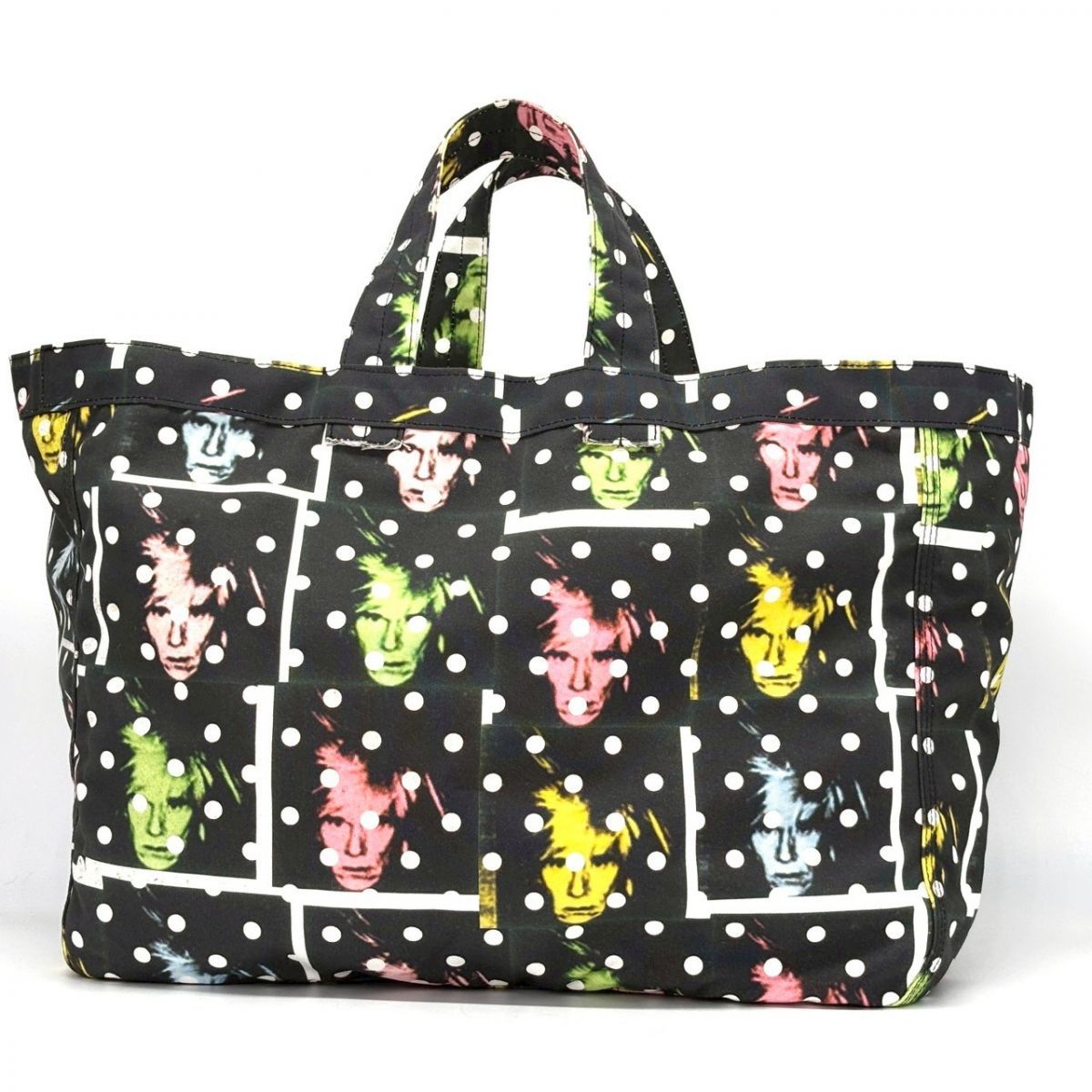 【視線に残る衝動】　COMME des GARCONS　トートバッグ 13SS ANDY WARHOL ドット柄 総柄プリント ビッグトート 大容量　黒 6,826円