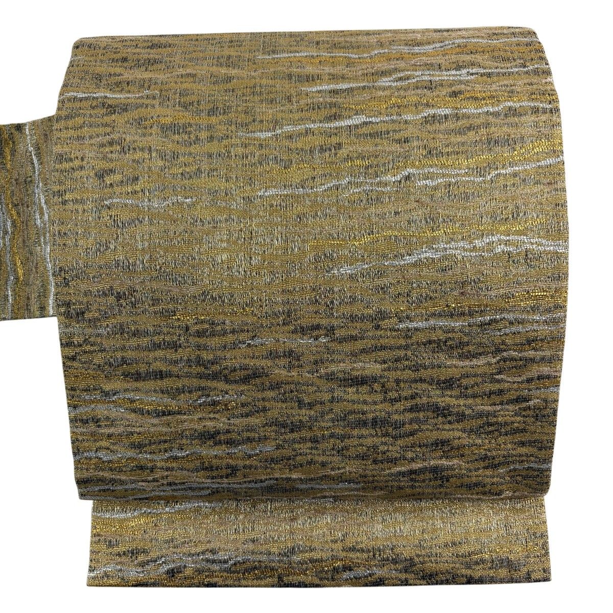 【美品】 名古屋帯 秀品 幾何学 箔 金糸 金色 正絹 【中古】