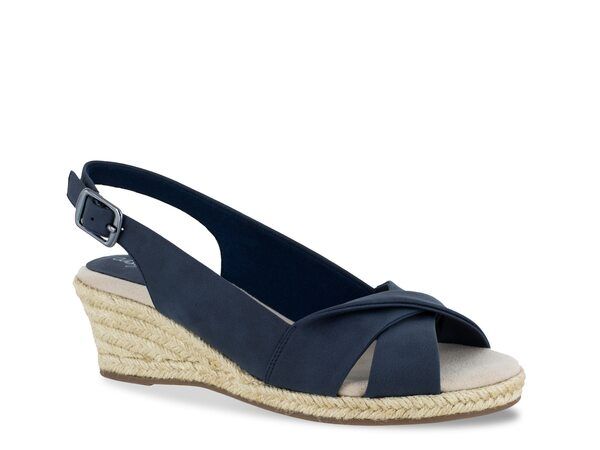 イージーストリート レディース シューズ サンダル Easy Street Maureen Espadrille Wedge Sandal Navy ネイビー