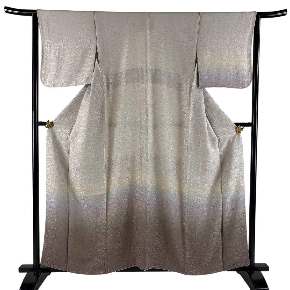 【美品】 付下げ 身丈158cm 裄丈63.5cm S 袷 上野為二 落款 地紋 吊り染ぼかし 灰色 正絹 逸品 【中古】 25,012円