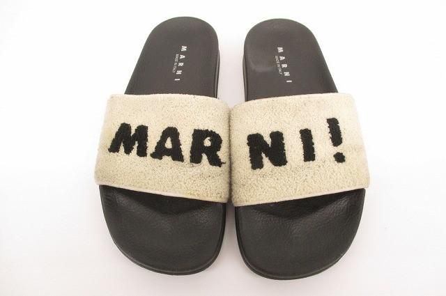マルニ MARNI ロゴ ボア シャワーサンダル ミュール スリッパ 38(約