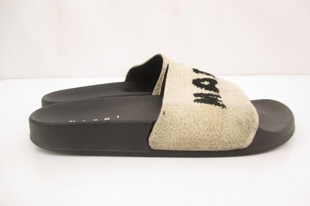 マルニ MARNI ロゴ ボア シャワーサンダル ミュール スリッパ 38(約
